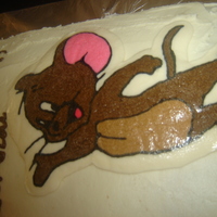 Jerry Cake 8in square cake with white buttercream icing and Jerry is a frozen buttercream transfer