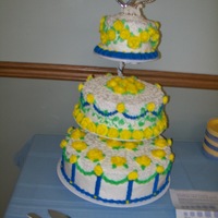 Yellow Roses In Different Ways... I made this colorful cake at the request of friends of ours for their wedding. Their colors were bright yellow and blue, so they asked me...