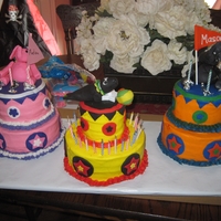 Circus Birthday Party Made cake for my twin grandchildren's third birthday party and also my son-in-law birthday. The tops on all cakes were pineapple with...