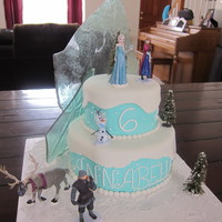 Disney Frozen Cake Disney Frozen Cake, Elsa, Anna and other characters, candy ice, blue butter cream, fondant white snow