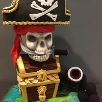 Pirate Skull Cake Chocolate mud cake, fondant and gum paste and all edible. Had heaps of fun coming up with this design for a little pirate turning 6.
