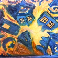 Doctor Who Exploding Tardis Painted onto fondant it is an image from a Doctor Who episode.