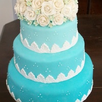 Aqua Rose Dome Anniversary Cake This is the cake that I made for my parents 27th wedding anniversary. My Dad's favorite color, and my Mom's favorite flower!