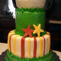 Golf Cake Golf themed cake made for a high school graduate. Four tiers covered in marshmallow fondant