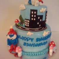 Smurf Movie Cake A cake inspired by the Smurf movieall decoration made from fondant and gumpaste