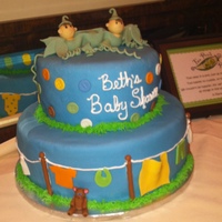 Two Peas In A Pod Baby Shower For Twins Bottom layer Chocolate cake with cream puff filling. Top layer Vanilla with strawberry filling.