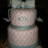 Quilted Pink And Silver This cake was actually for a baby dedication but it would make a beautiful wedding cake too. Covered in fondant with quilted pattern and...