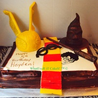 Harry Potter snitch and sorting hat are RKT covered in fondant . freehand painted harry potter TFL!!