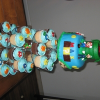 Mario Cupcake Tower For my son's 6th Birthday.