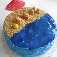 Beach Fun I made this cake for a school's cake walk. The cake is decorated with BC. The water is piping gel coloured with blue and the sand is...