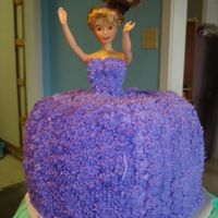 Doll Cake stawberry cake, all bc used triple star tip, used 2 bundt cakes,placed small cake in middle to hold doll, served 20 made for my sister,