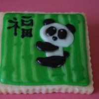 Panda Cookie. Just trying out some ideas for my sister in law who is moving to China. The symbol means "Good Luck". I learned a lot after doing...