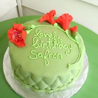 Quilted Poppies I have to work on my printing. Fondant, guessed on the quilting but it worked out okay. Disco dust on the poppies! I love that stuff.