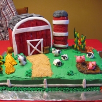 1St Birthday Farm Theme Farm theme cake, with duck pond cake for birthday boy