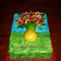 A Shower Cake For My Brother In Law 11X14 Wasc With Gumpaste Flowers And Buttercream A shower cake for my brother-in-law. 11x14 WASC with gumpaste flowers and buttercream.