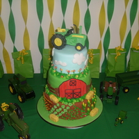 Hunter's Mow-Mow Cake This is a cake I did for my son's second birthday. The tractor (mow-mow) is made of gumpaste. The layers are 10'', 8'&#...
