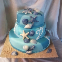 Seashell Themed Wedding. This is a seashell wedding cake.. top and bottom tier is vanilla cake with a strawberry filling cream cheese frosting. Middle tier is a...