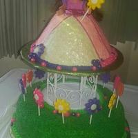 Dora The Explorer....princess In The Garden I made this for my niece's 2nd birthday party. Dora's dress and the grass section below her are all cake and the lollipops were...