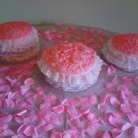 3 Pink Rosy Lacy Cakes 