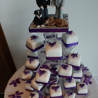 Dendrobium Orchid Mini Cakes Individual red velvet cakes with sugar dendrobium orchids and personalised cake toppers