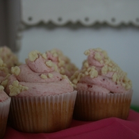 Strawberry Shortcake Cupcakes These were strawberry shortcake cupcakes with fresh strawberry filling, fresh strawberry buttercream - garnished with milk crumbs.