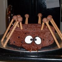 My Not So Scary Spider! I love this guy, he took forever, I used the small star tip to make him look furry. His legs are cereal straws bonded together with Lindt...