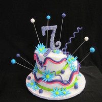 Seventh Birthday She wanted balls, flowers and a big #7.