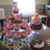 Baby Shower Cake And Cupcakes A friend asked for cupcakes and I also did a cake (a chance to practice). Thanks for looking.