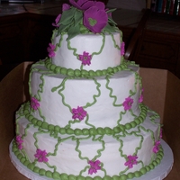 Hibiscus Bridal Shower cake decor matched tableware