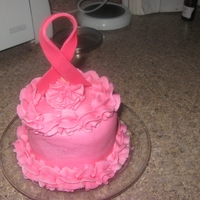 Breast Cancer Pink cake with breast cancer symbol. Cake for my mother who had just finished her last treatment in December 2011