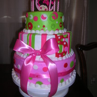 Ella Grace's 5Th Birthday Cake 6, 8 and 10 inch WASC, buttercream icing with fondant accents. This cake was for my granddaughter. I loved making the cake for her! Thanks...