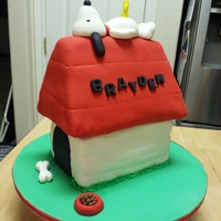 Snoopy Baby Shower Cake This is a baby shower cake I did for the wife of one of my husband's coworkers. It's a strawberry cake covered in fondant. All...