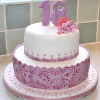 18Th Birthday..... by using a chocolate transfer sheet onto icing i managed to create this lovely pattern!