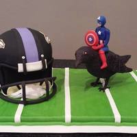 Baltimore Ravens Helmet Cake Raven W Captain America Baltimore Ravens Helmet CakeRaven w/ Captain America!