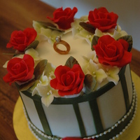 Prposal Ake, Red Roses, Ring, Open Gift Box A proposal cake