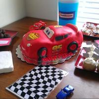 Lightening Mcqueen Car Cake *Lightening McQueen cake carved with fondant