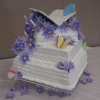 Picnic-Themed Wedding Shower 3 tier, 8" (strawberry), 10" (chocolate), 12" (vanilla). Covered in bc. My first cake making gumpaste flowers!