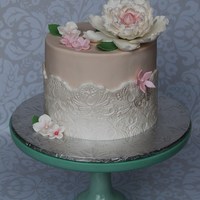 Lace Wedding Cake 6" fondant cutting cake.