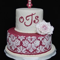 Damask Baptism Cake 
