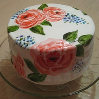 Painted Flower Cake chocolate fudge cake with vanilla buttercream under fondant. wanted to try a painted rose cake for a niece's birthday. I thought it...