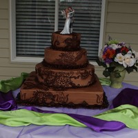 Henna Design Wedding Cake Done In Chocolate Buttercream 18 Square 14 Round 10Round 6 Round This Was My First Wedding Cake In Many Ye Henna design wedding cake done in chocolate buttercream 18" square, 14" round, 10"round, 6" roundThis was my first...