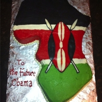 Map Of Africa Cake With Kenya Flag Map of Africa cake with Kenya Flag. Chocolate cake with buttercream icing and frozen buttercream transfer.