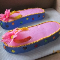 Flip Flop Cake Chocolate cake, buttercream frosting.