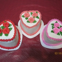 Three Little Heart Cakes I made these three little six inch heart cakes for the National Heart Association raffle. All strawberry, buttercream frosting and roses.