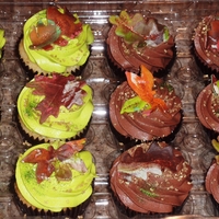 Autumn Cupcakes Vanilla bean butter cuppies with cream cheese buttercream, and chocolate butter cuppies with chocolate buttercream, with fondant leaves and...