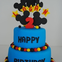 Mickey Mouse Cake 6 and 8 inch cake rounds. Chocolate Cake with Buttercream Filling.