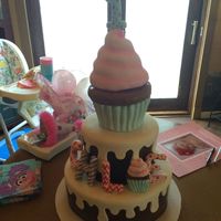 My Nieces 1St Birthday Cake Bottom Tier Chocolate Stout Cake With Whipped Chocolate Ganache Filling Middle Tier Homemade Funfetti With Cr My niece's 1st birthday cake! Bottom tier chocolate stout cake with whipped chocolate ganache filling middle tier homemade funfetti...