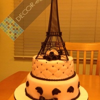 Paris Theme Celebration Cake Pink and black Paris, parisean theme cake