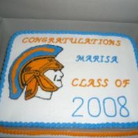 Trojan Graduation Cake All buttercream. Transfered image and filled in with stars. Thanks fo looking.