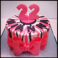 Pink And Black Zebra Cake Buttercream with fondant decorations